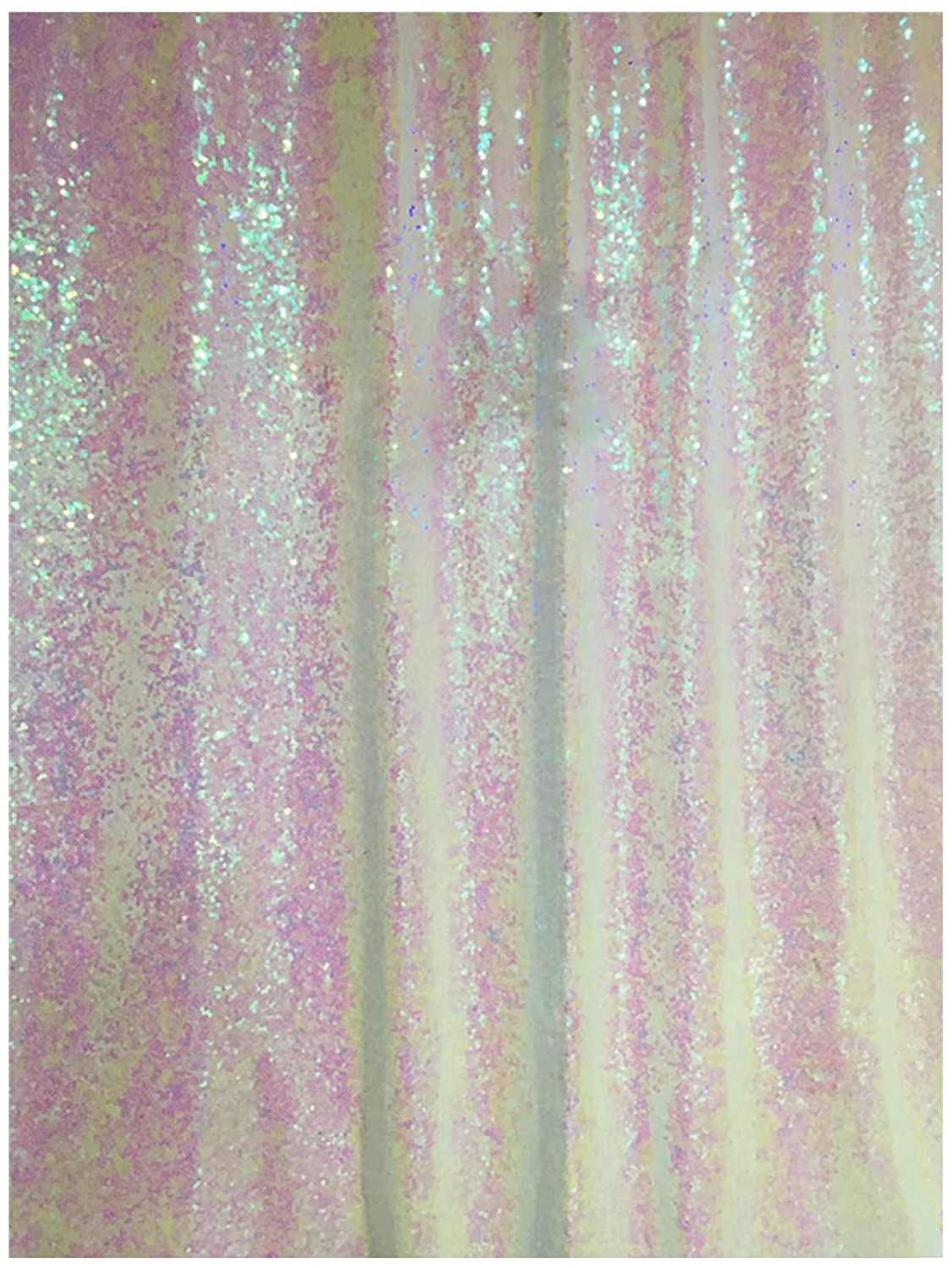 Drapery – Sequin Curtin Backdrop – 8′ x 8′ Iridescent White | Rental