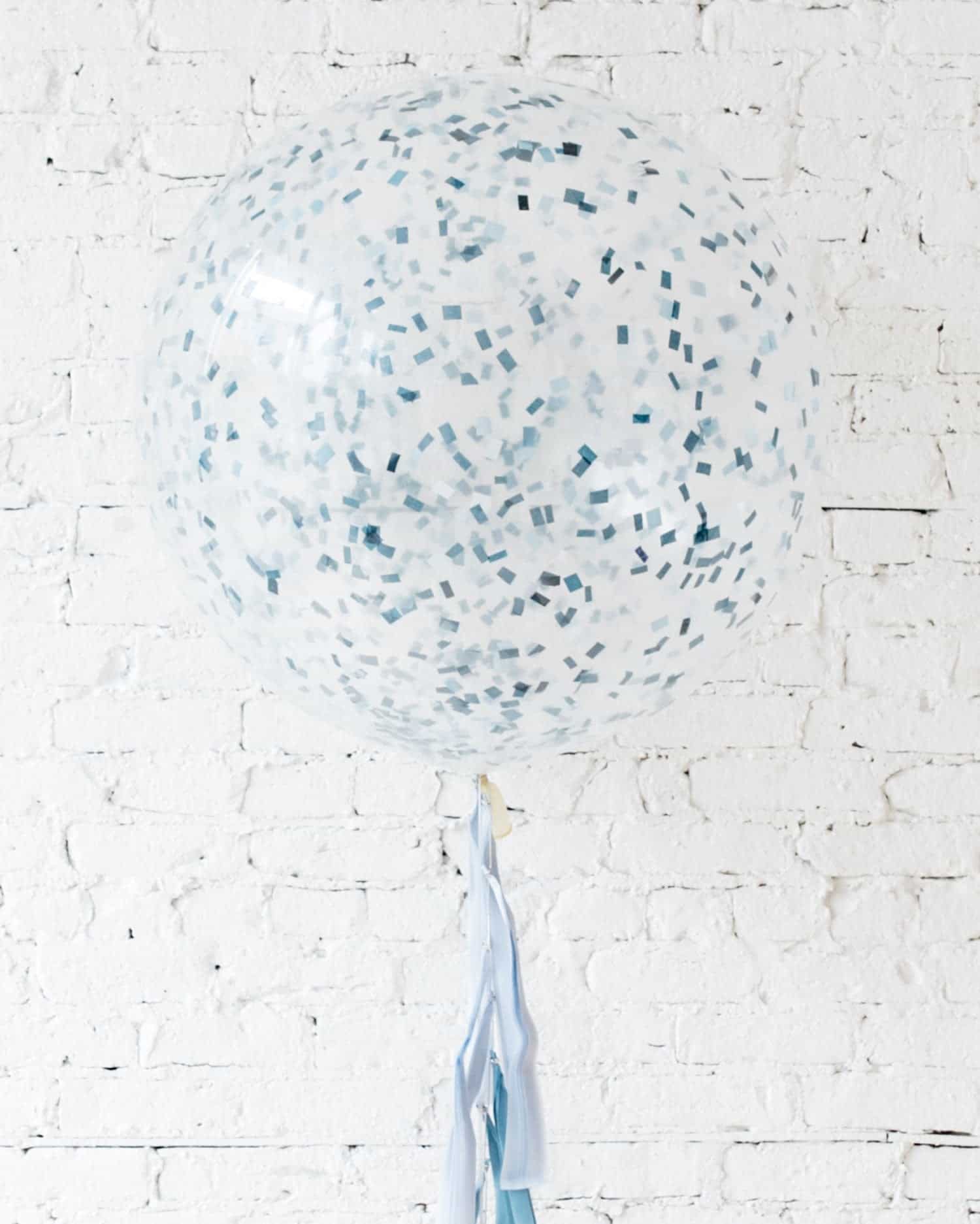 Mixed Blues Confetti Giant Balloon and Ombre Blue Tassel | Purchase Mixed Blues Confetti Giant Balloon and Ombre Blue Tassel | Purchase