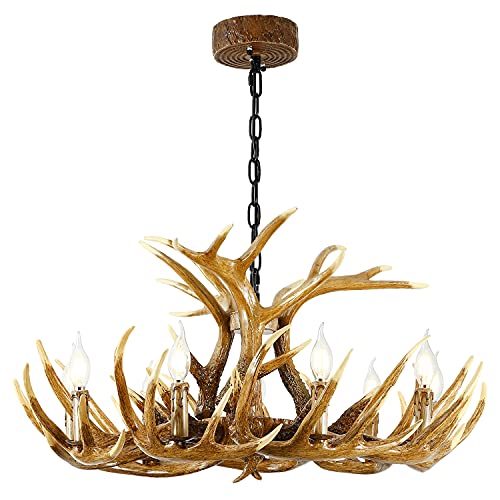 Durahonn Antler Chandelier, 9 Lights E12 Bulbs, Brown Resin Deer Horn Chandelier, Retro Antler Pendant Light for Kitchen, Bar, Living Room, Dining Room (12 Antlers + 9 Lights) | Rental Durahonn Antler Chandelier, 9 Lights E12 Bulbs, Brown Resin Deer Horn Chandelier, Retro Antler Pendant Light for Kitchen, Bar, Living Room, Dining Room (12 Antlers + 9 Lights) | Rental