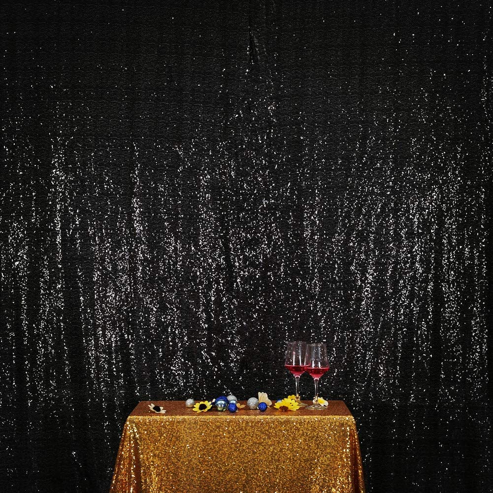 Drapery – Sequin – Black Sequin Curtain Backdrop – 8′ x 8′ | Rental