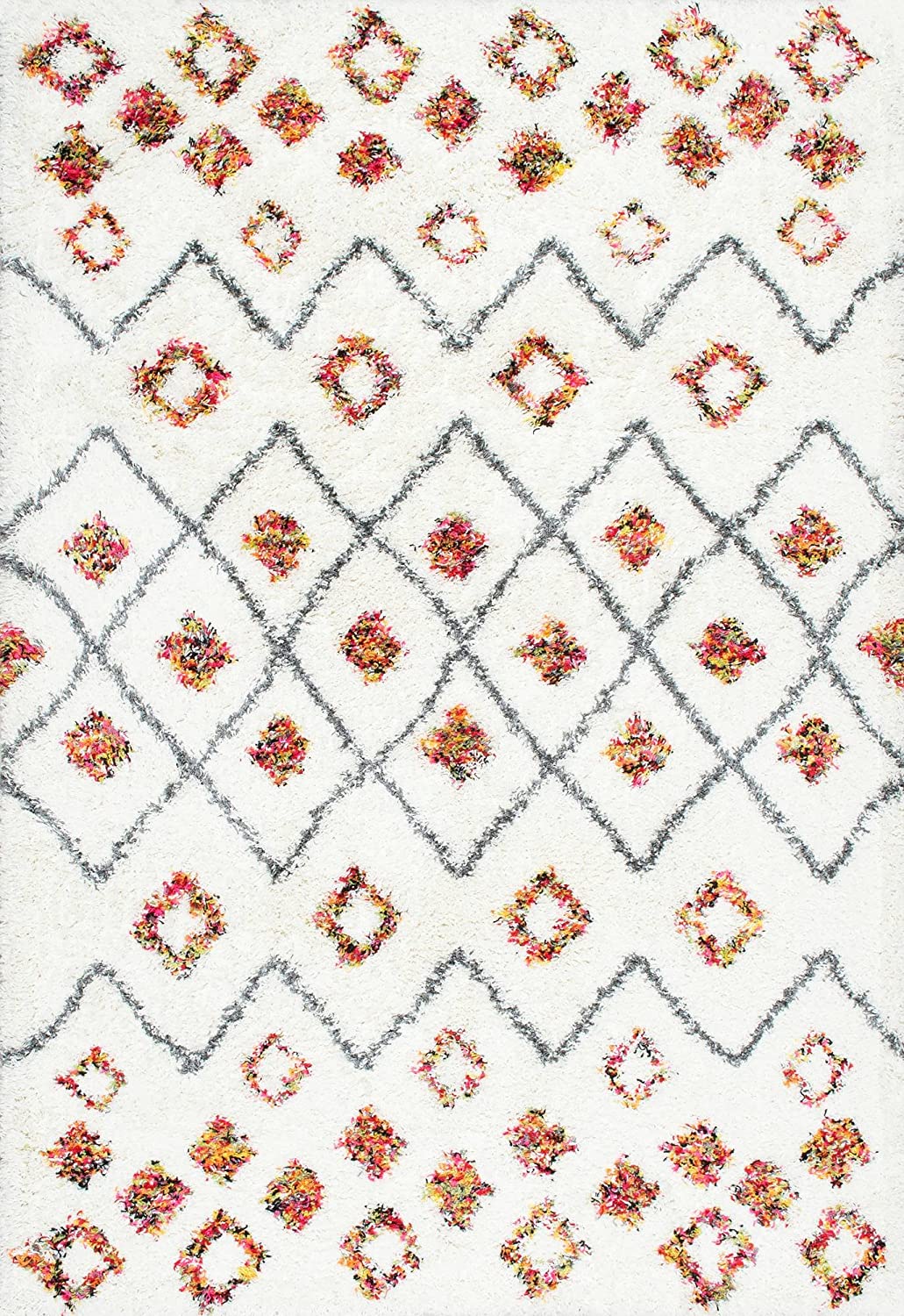 Cicely Bohemian Shag Rug, 5′ 3″ x 7′ 6″, White | Rental
