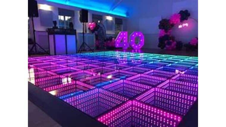 24′ x 24′ LED Infinity Illuminated Mirror Dance Floor Package | Rental