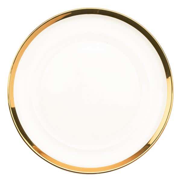 Decostar™ Glass Charger Plate 13″ – 8 Pieces – Gold Rim | Rental Decostar™ Glass Charger Plate 13″ – 8 Pieces – Gold Rim | Rental