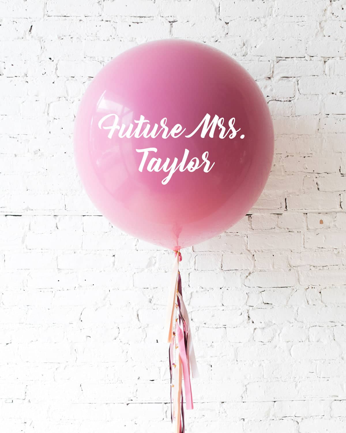 Berry Blush – Personalized Future Mrs. Balloon with Tassel | Rental