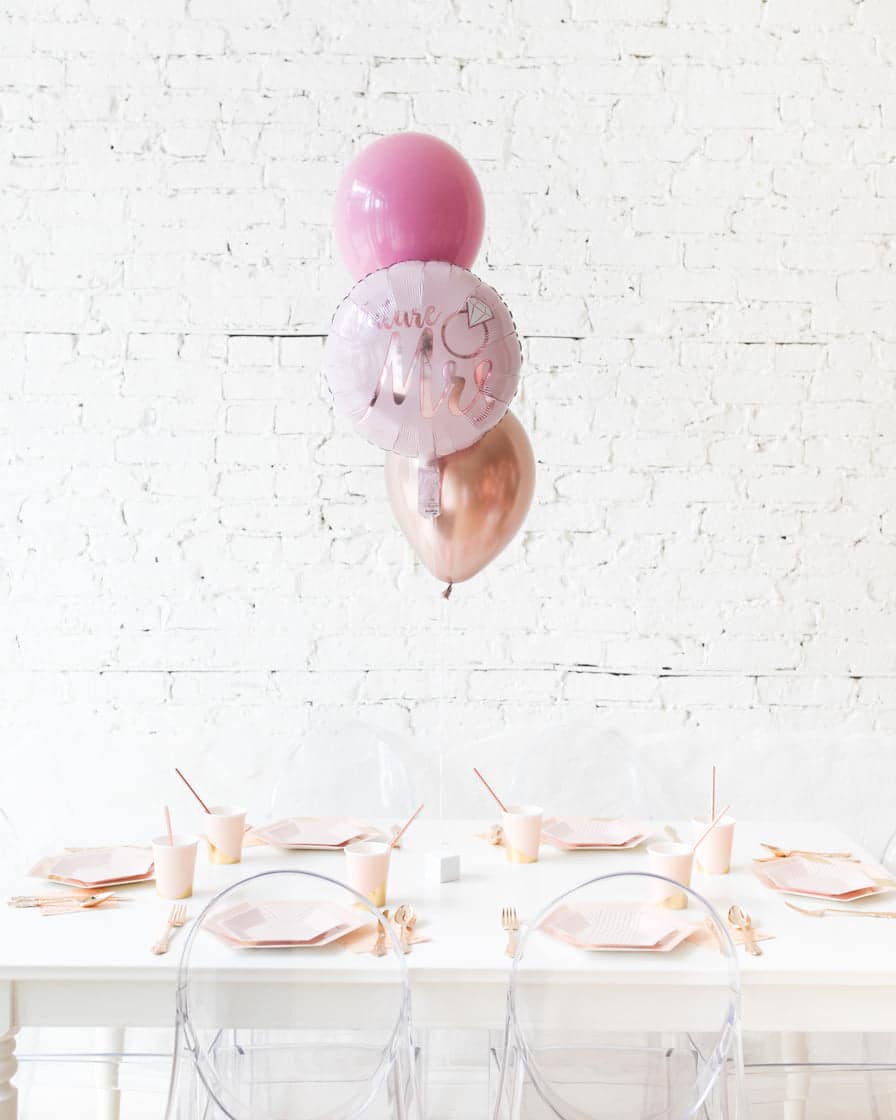 Berry Blush – Future Mrs. Foil and 11in Balloons Centerpiece – bouquet of 3 | Rental Berry Blush – Future Mrs. Foil and 11in Balloons Centerpiece – bouquet of 3 | Rental