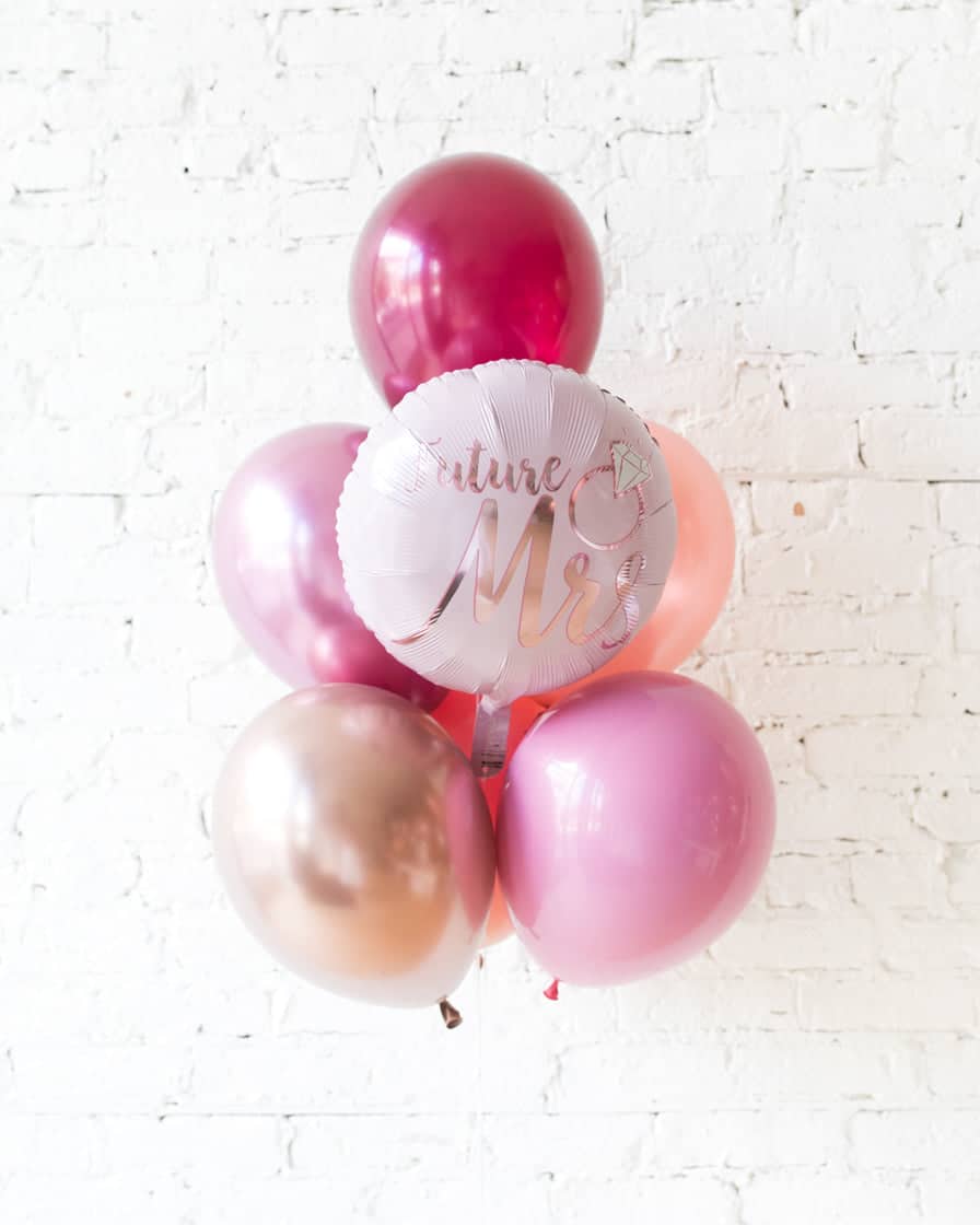Berry Blush – Future Mrs. Foil and 11in Balloons – bouquet of 7 | Rental