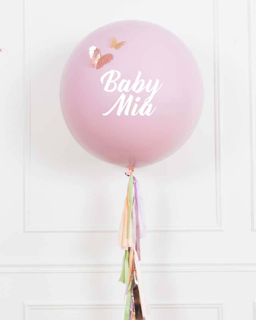 Butterfly Garden – Personalized BABY NAME Giant Balloon with Tassel | Rental Butterfly Garden – Personalized BABY NAME Giant Balloon with Tassel | Rental