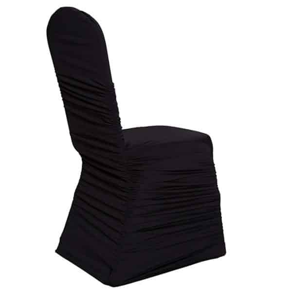 200 GSM Grade A Quality Ruched Chair Cover By Eastern Mills – Spandex/Lycra – Black | Rental