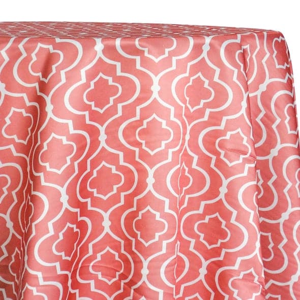 Gatsby Print (Lamour) Table Linen in Coral | Rental