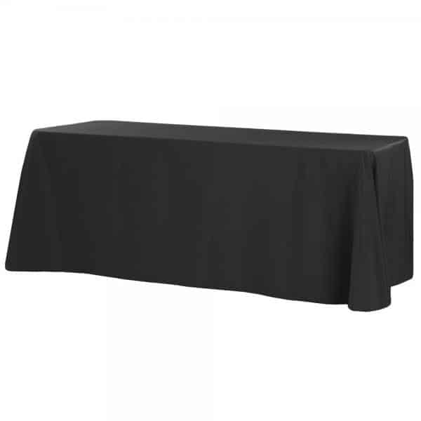 90″ x 156″ Rectangular 125-130 GSM Polyester Tablecloth – Black | Rental