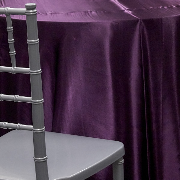 DARK PURPLE – Deco Satin Tablecloth by Eastern Mills – Size Options | Rental