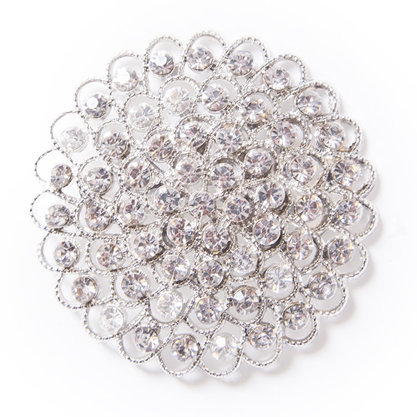 DecoStar™ Large Concentric Non-Iridescent Gemstone Brooch in Silver | Rental