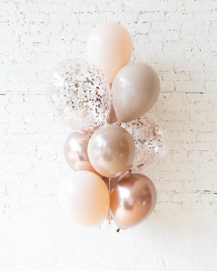 Glam Tan – Confetti and 11in Balloons – bouquet of 10 | Rental Glam Tan – Confetti and 11in Balloons – bouquet of 10 | Rental