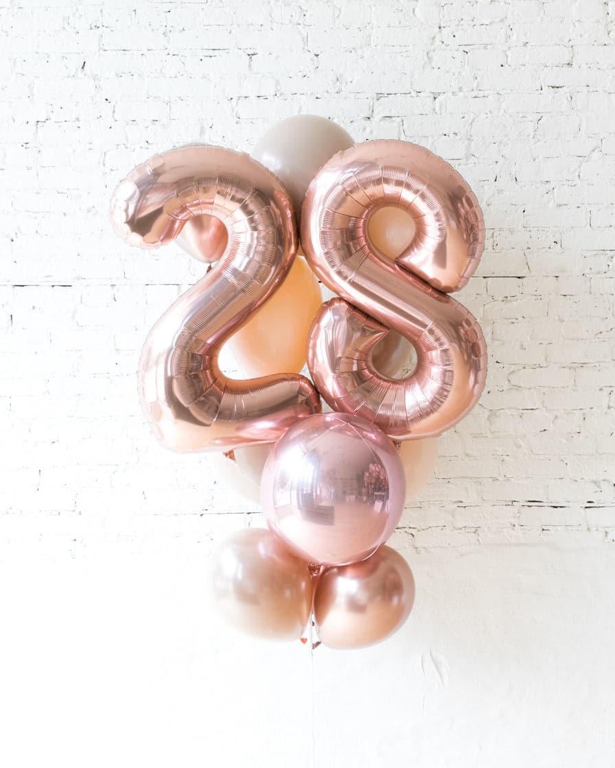 Glam Tan – Foil Number and Latex Balloons – 13 balloons | Rental