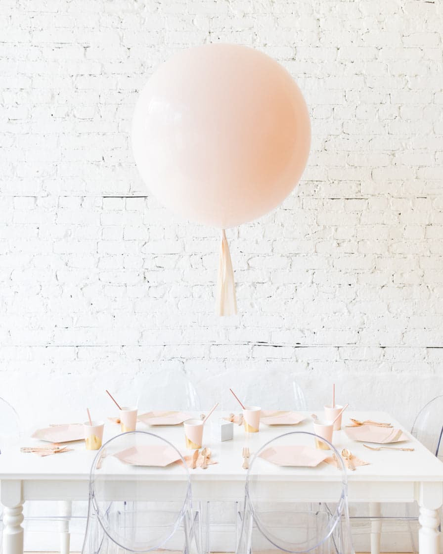 Light Blush Giant Balloon with Ivory Skirt Centerpiece | Rental Light Blush Giant Balloon with Ivory Skirt Centerpiece | Rental