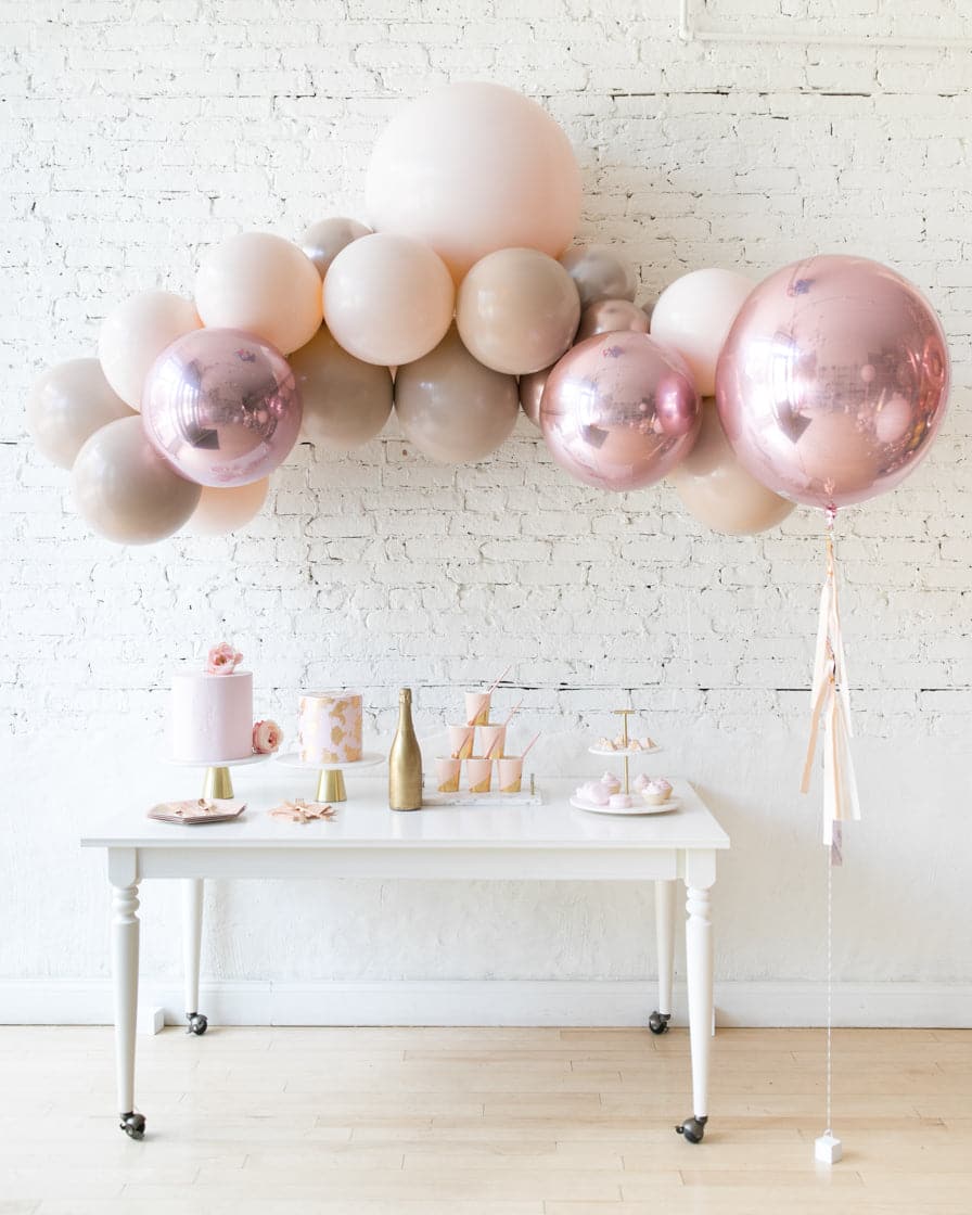 Glam Tan – Floating Arch & 21in Orb Balloon Set | Rental Glam Tan – Floating Arch & 21in Orb Balloon Set | Rental