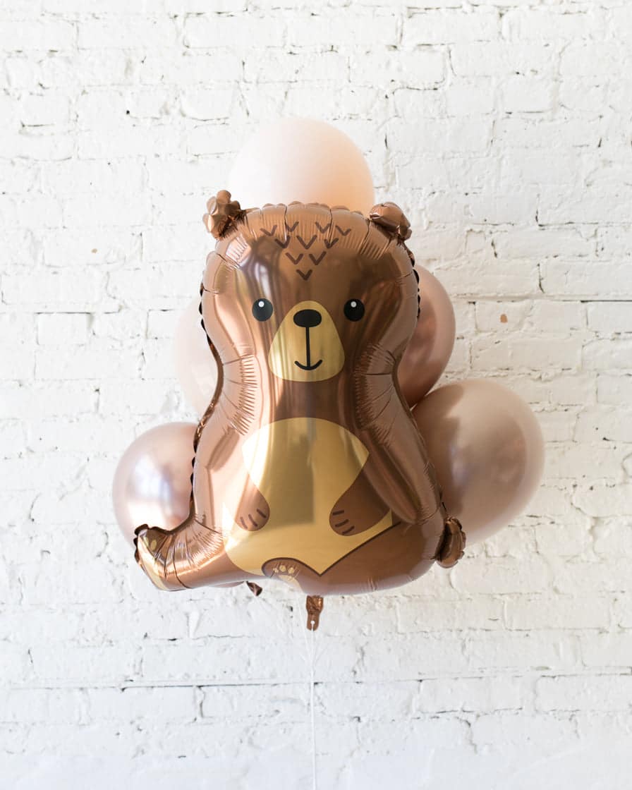 Glam Tan – Bear Foil and 11in Balloons – bouquet of 7 | Rental Glam Tan – Bear Foil and 11in Balloons – bouquet of 7 | Rental