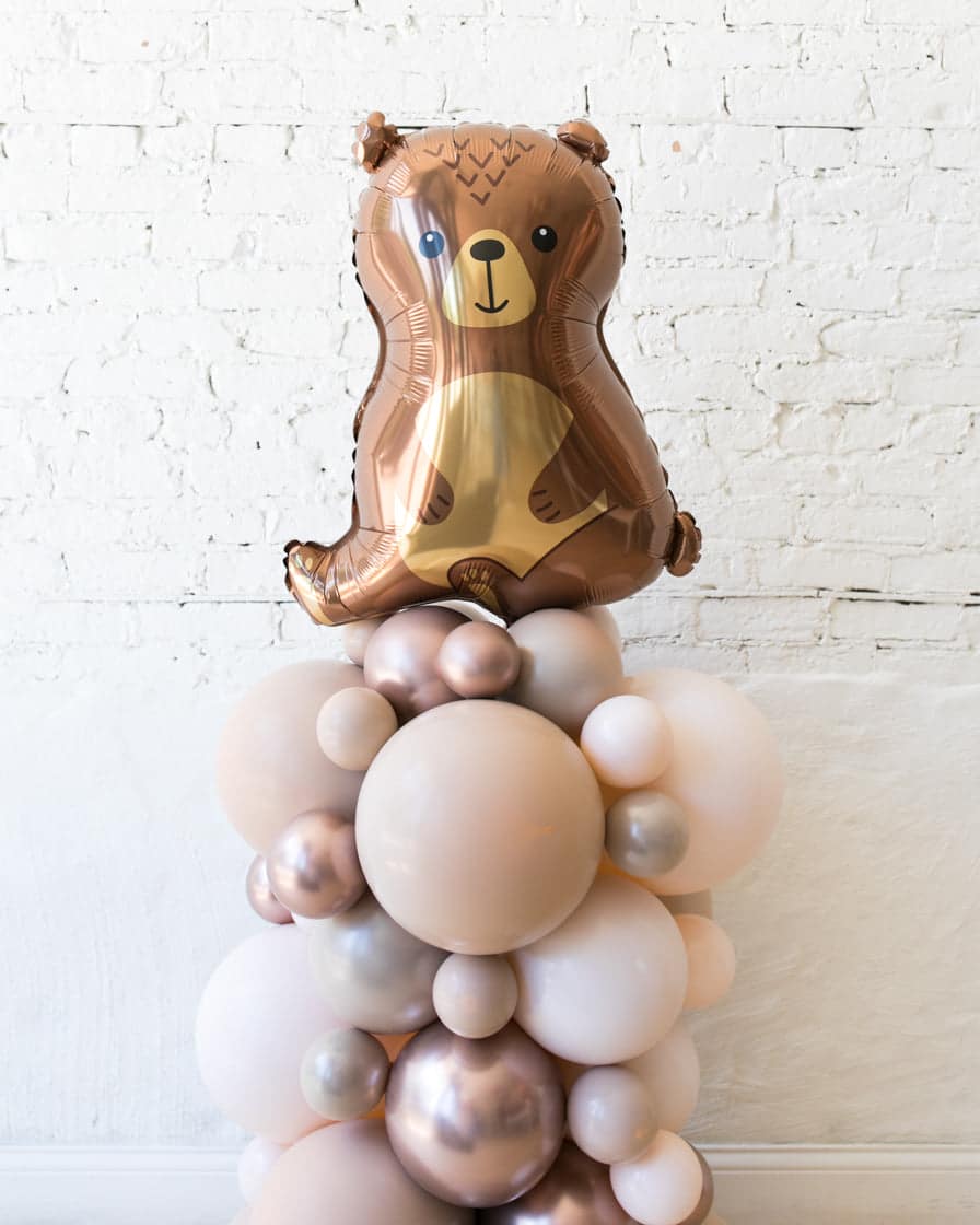 Glam Tan – Woodland Bear Balloon Column – 4ft | Rental Glam Tan – Woodland Bear Balloon Column – 4ft | Rental