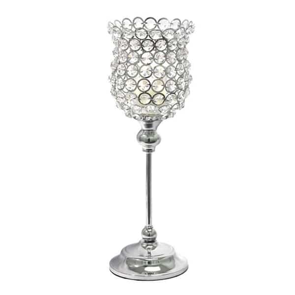 DecoStar™ Real Crystal Hourglass Candle Holder Pedestal – 14″ | Rental