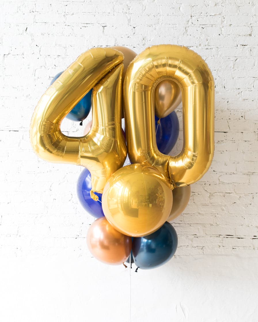 Midnight Copper – Double-Digit Foil and Latex Balloon – bouquet of 13 | Rental