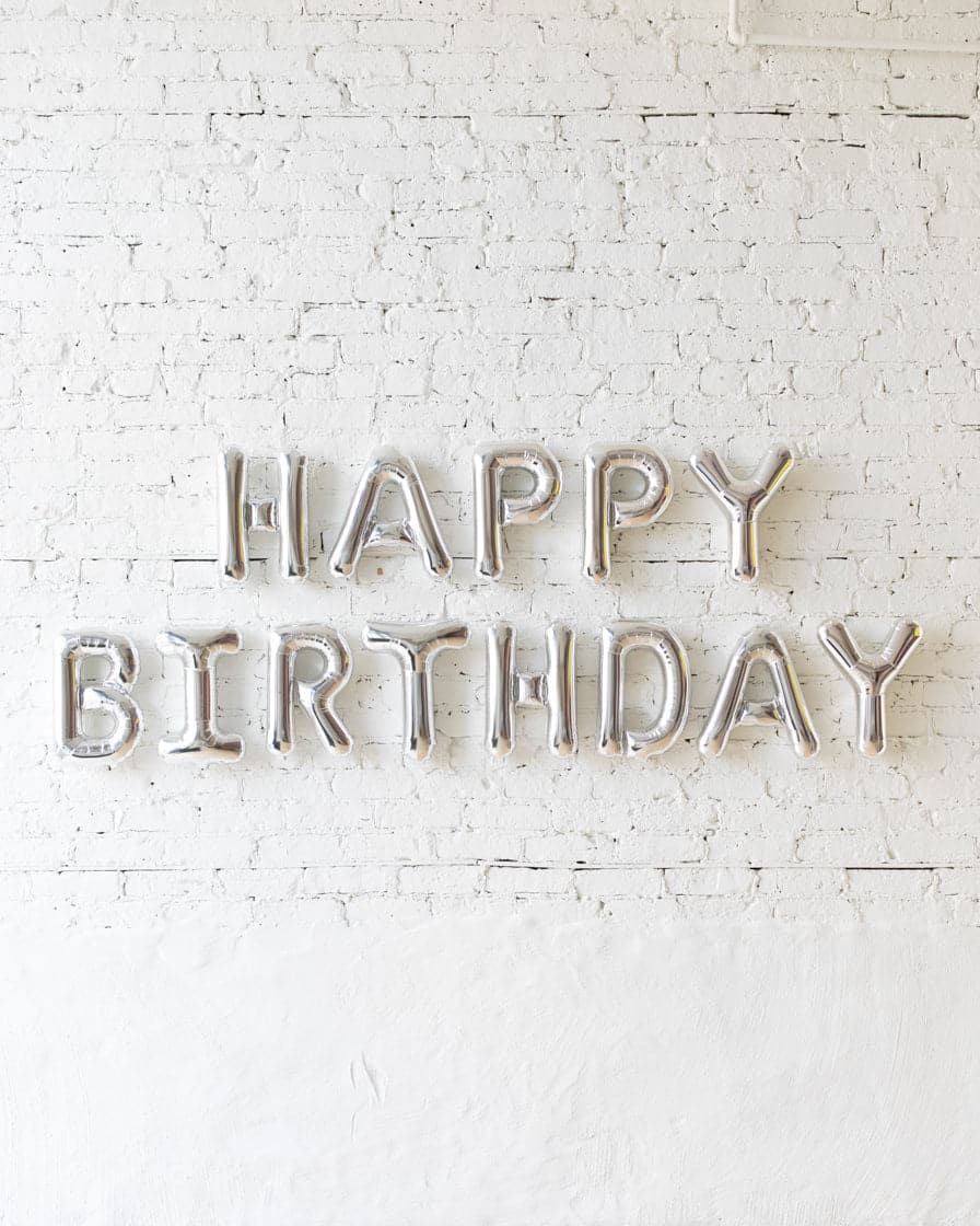 16in Silver HAPPY BIRTHDAY Foil Letters Set | Rental 16in Silver HAPPY BIRTHDAY Foil Letters Set | Rental