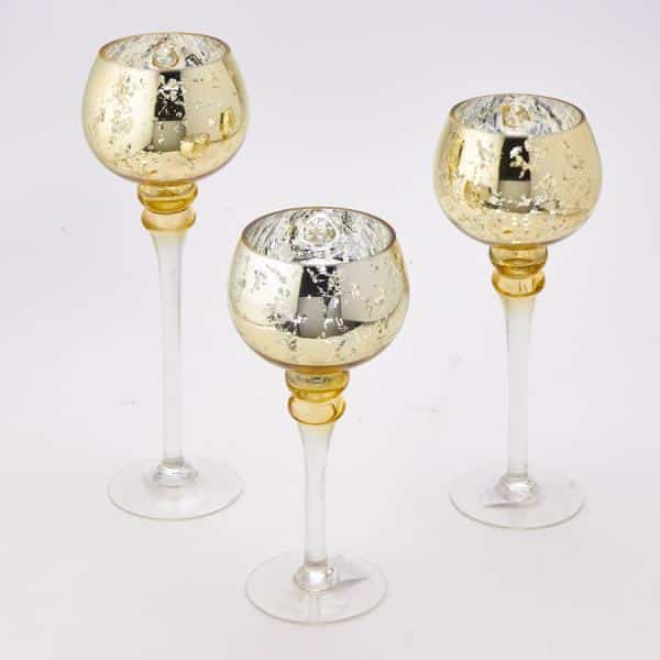 Decostar™ Gold Mercury Glass Stem Candle Holder – 3pc/set – 12″, 14″, 16″ | Rental Decostar™ Gold Mercury Glass Stem Candle Holder – 3pc/set – 12″, 14″, 16″ | Rental