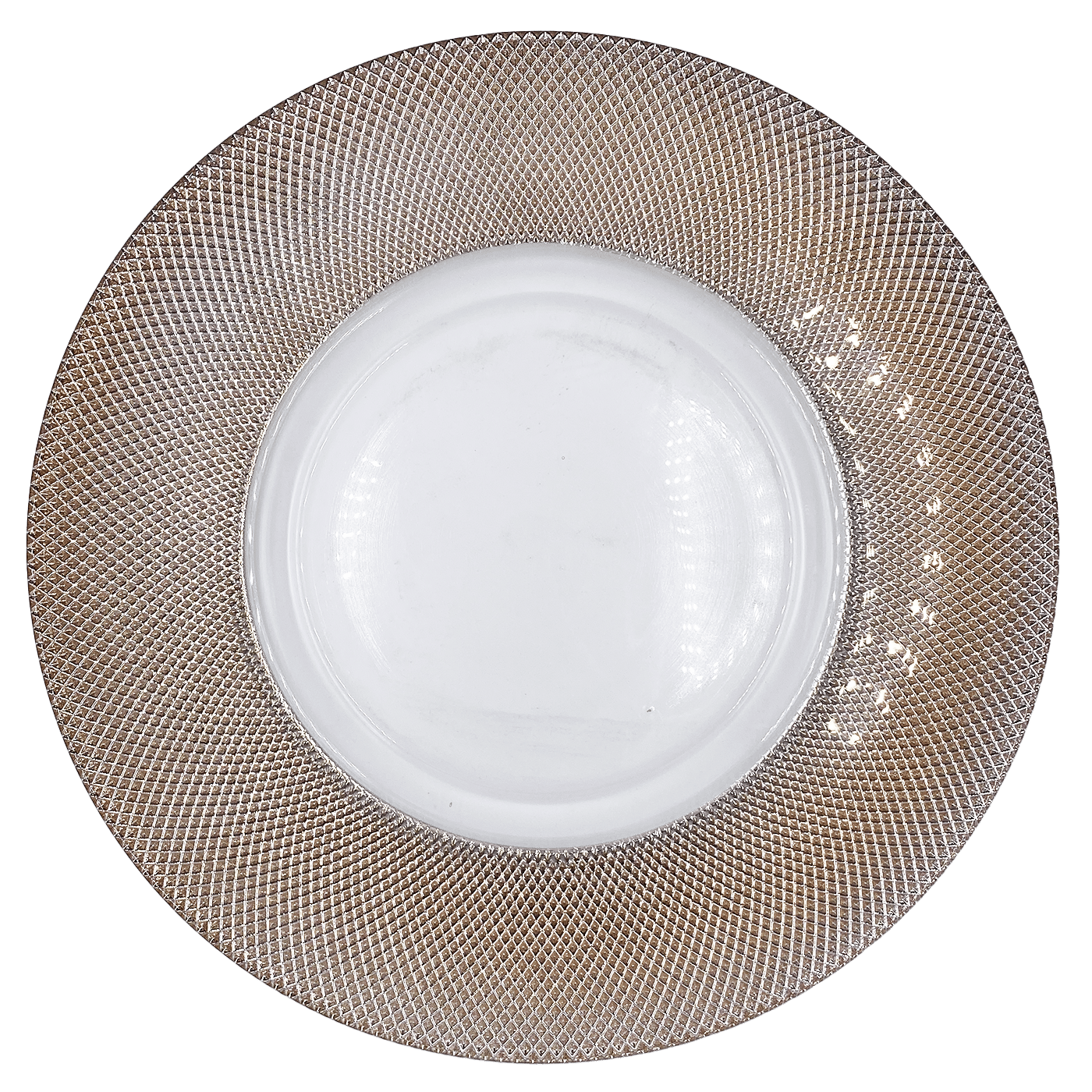 Dotted – Glass Charger Plate in Rose Gold (Item # 0027) | Rental