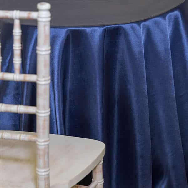 NAVY BLUE – DECO Satin Tablecloth by Eastern Mills – Size Options | Rental NAVY BLUE – DECO Satin Tablecloth by Eastern Mills – Size Options | Rental
