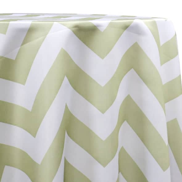 Chevron Print (Lamour) Table Linen in Sage and White | Rental
