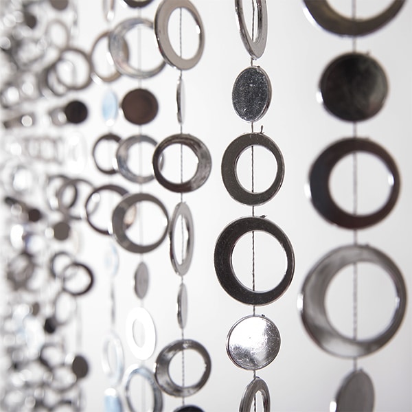 DecoStar™ 6ft “Hip Circle” Beaded Curtain in Metallic Silver | Rental