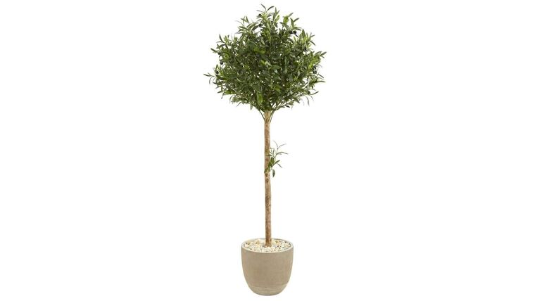 40” Olive Topiary Artificial Tree in Sand Stone Planter(Indoor/Outdoor) | Rental