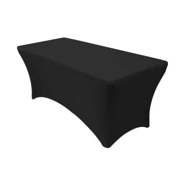 6′ x 30″ Banquet 210 GSM Better Quality/Best Value Spandex Table Cover – Black | Rental