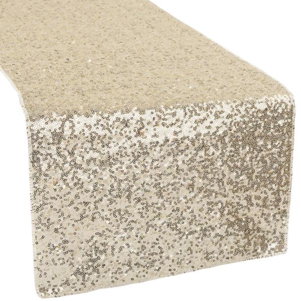 Standard Sequin Table Runner by Eastern Mills – Champagne | Rental Standard Sequin Table Runner by Eastern Mills – Champagne | Rental