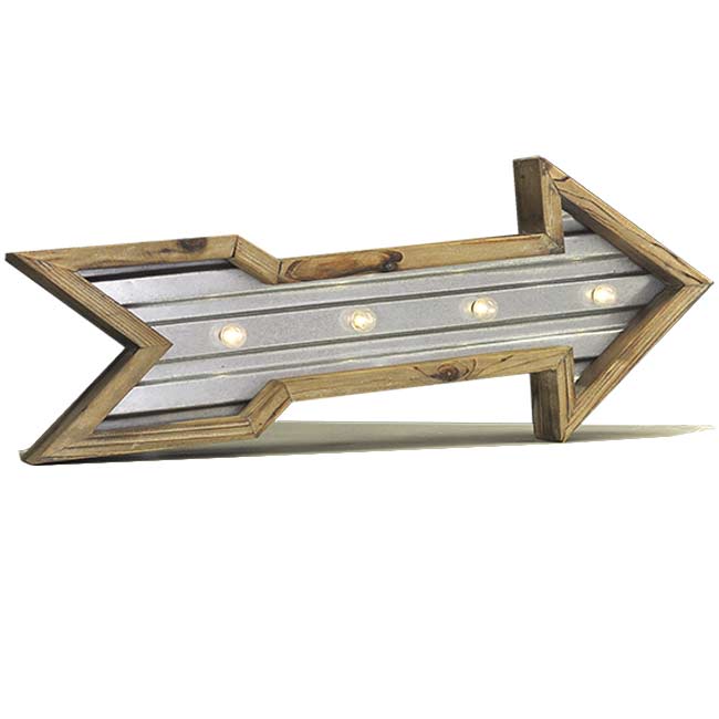 Wood Galvanized Light-Up Arrow | Rental Wood Galvanized Light-Up Arrow | Rental