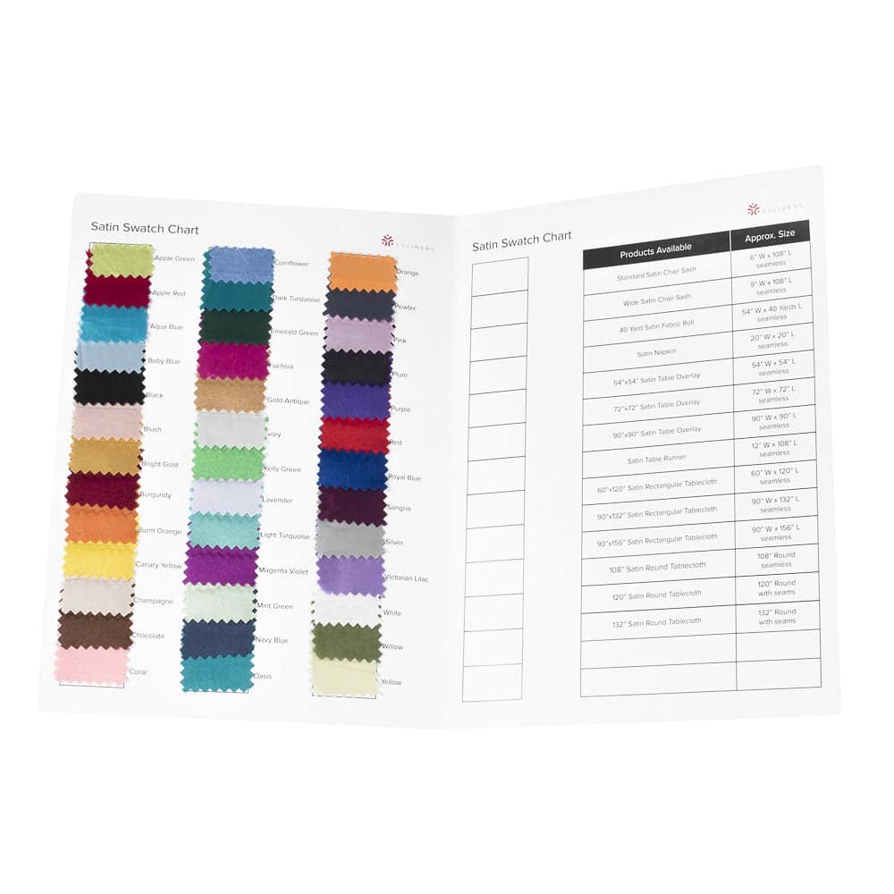Satin Swatch Chart | Rental Satin Swatch Chart | Rental