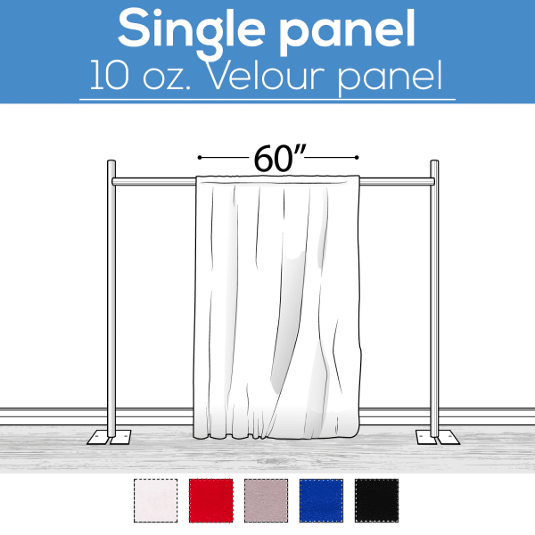 10 oz. Inherently Fire Retardant Polyester Velour – Sewn Drape Panel 60″ Wide w/ 4″ Rod Pockets – 10ft | Rental