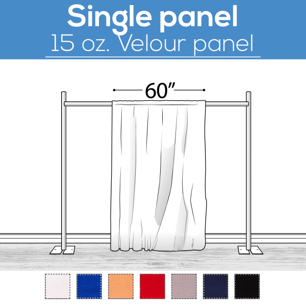 15 oz. Inherently Fire Retardant Polyester Velour – Sewn Drape Panel 60″ Wide w/ 4″ Rod Pockets – 12ft | Rental