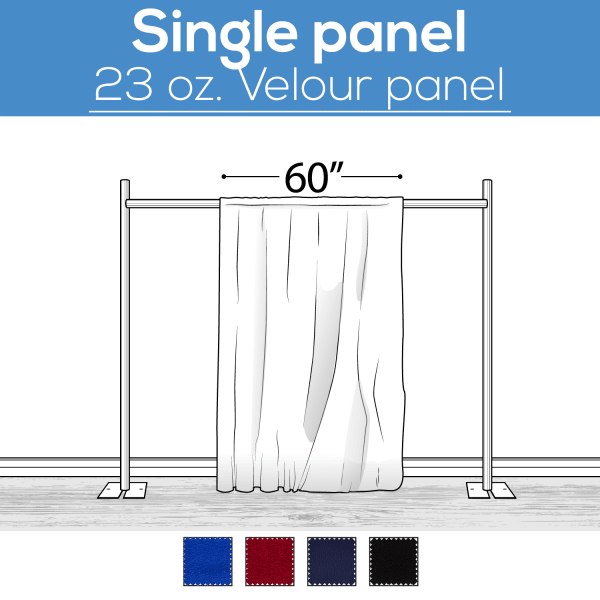 23 oz. Inherently Fire Retardant Polyester Velour – Sewn Drape Panel 60″ Wide w/ 4″ Rod Pockets – 8ft | Rental