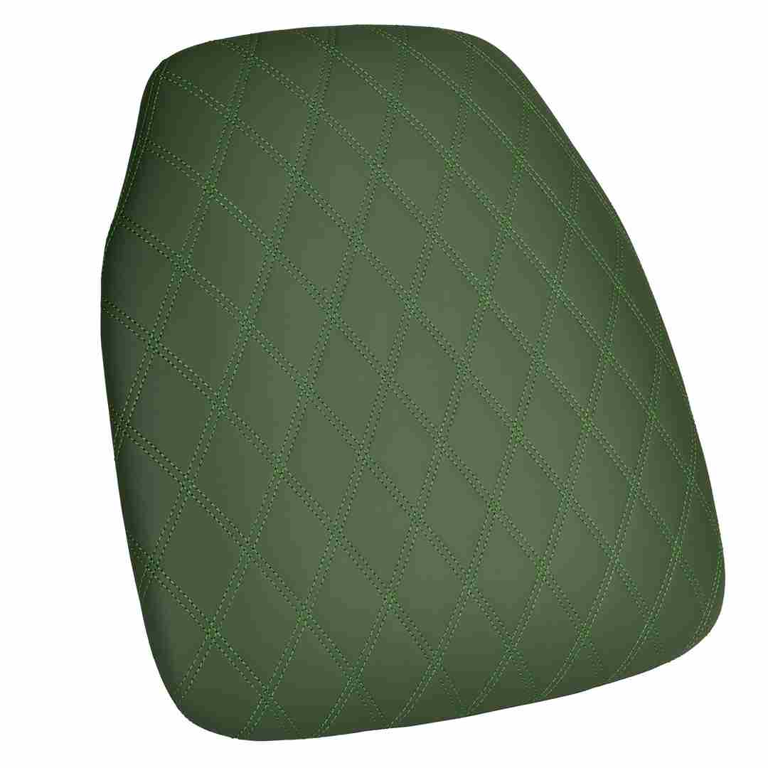 hunter green vinyl panel back chiavari cushion with bentley stitching and 1