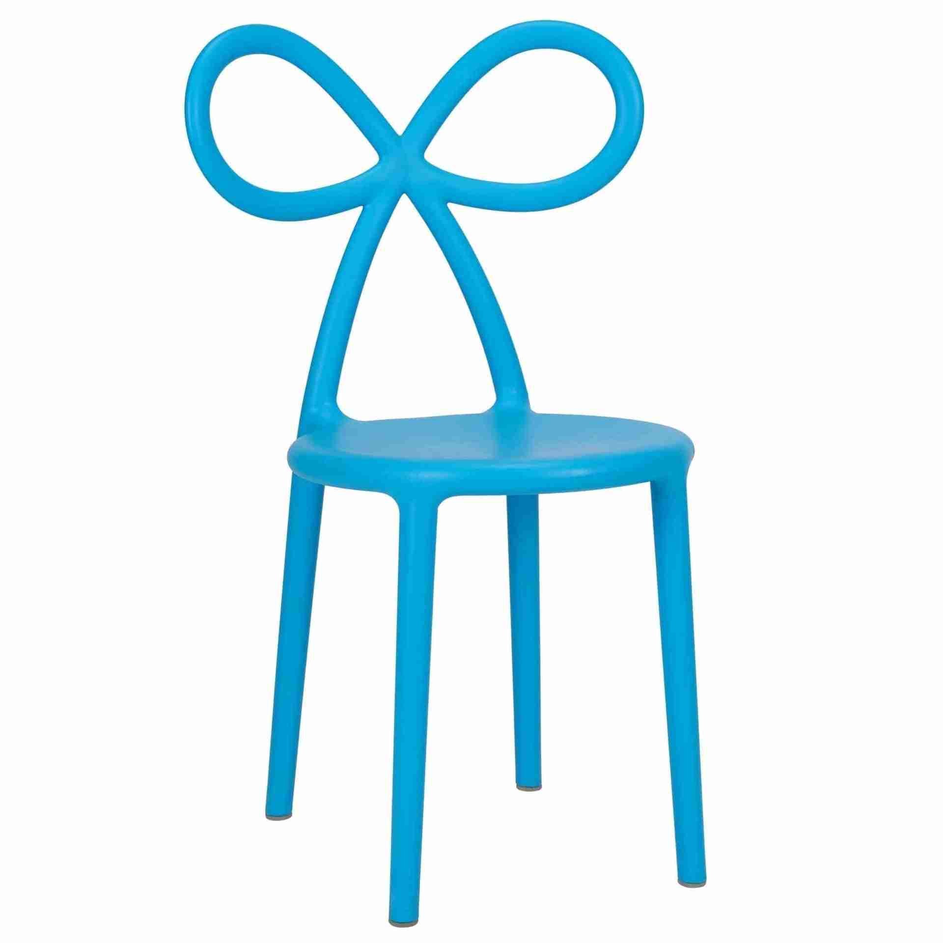 kids blue resin bow chair with round seat