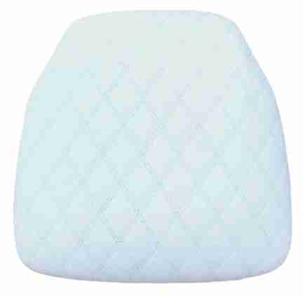 pearl white vinyl panel back chiavari cushion with bentley stitching and 1
