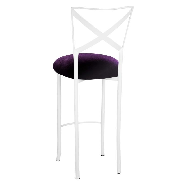 Simply X White Barstool with Deep Purple Velvet – Chameleon Chair Collection | Rental Simply X White Barstool with Deep Purple Velvet – Chameleon Chair Collection | Rental