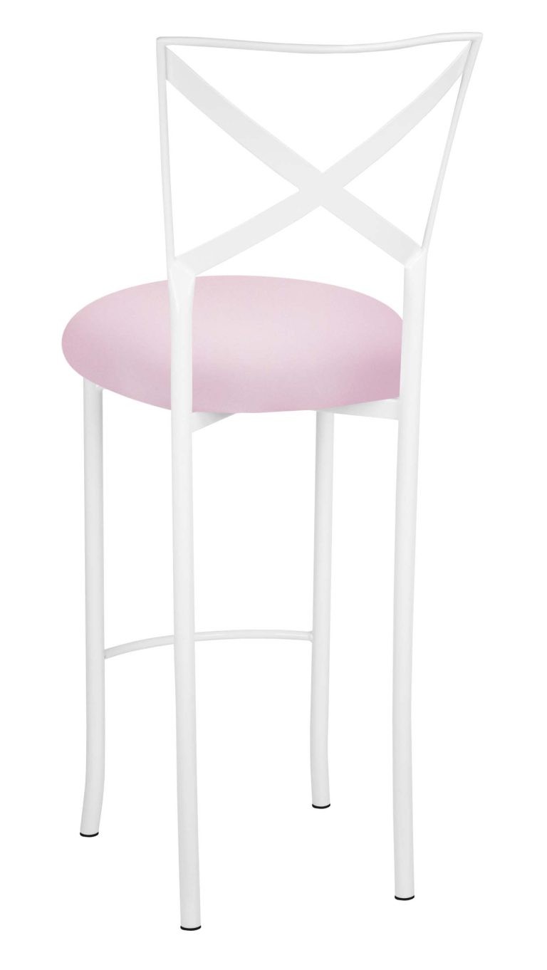 Simply X White Barstool with Soft Pink Stretch Knit Cushion – Chameleon Chair Collection | Rental Simply X White Barstool with Soft Pink Stretch Knit Cushion – Chameleon Chair Collection | Rental