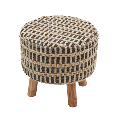 ST1250 Leather And Jute Woven Stool | Rental