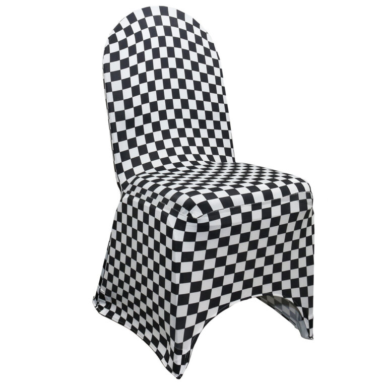 Stretch Spandex Banquet Chair Cover Black and White Checkered | Rental