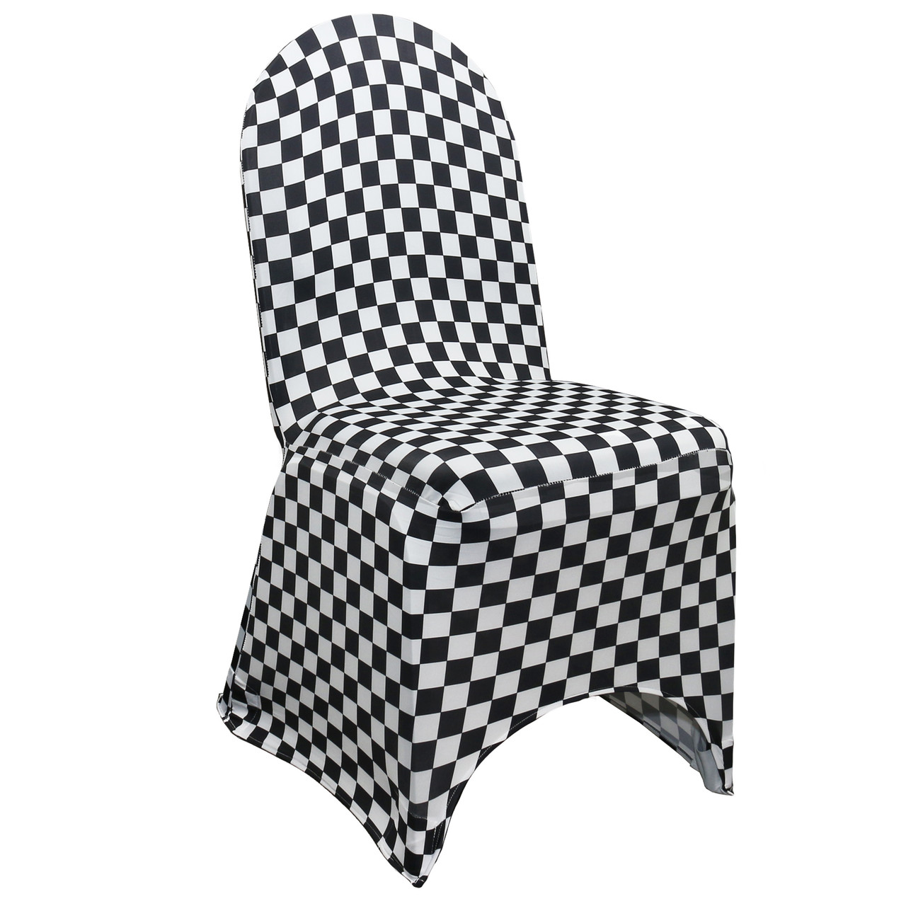 Stretch Spandex Banquet Chair Cover Black and White Checkered