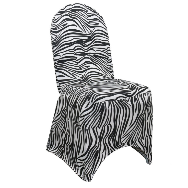 Stretch Spandex Banquet Chair Cover Black and White Zebra | Rental
