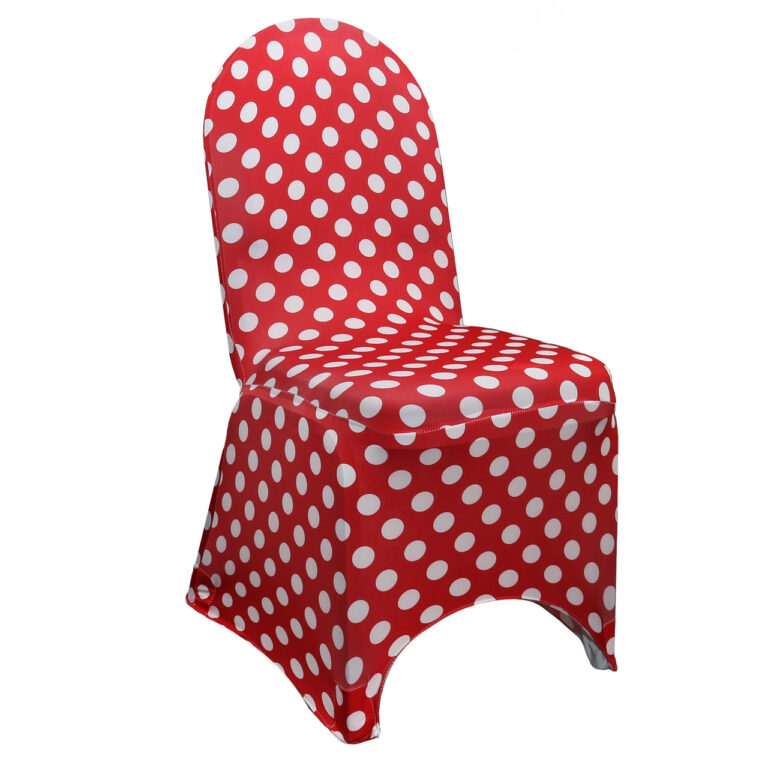 Stretch Spandex Banquet Chair Cover Red and White Polka Dot | Rental