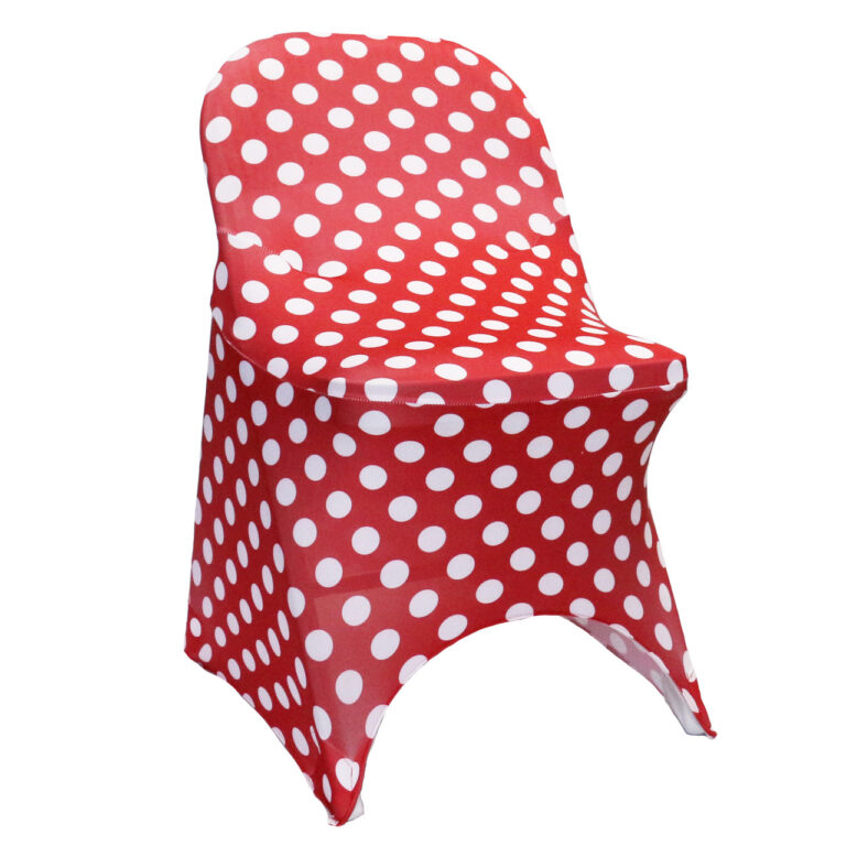 Stretch Spandex Folding Chair Covers Red and White Polka Dot | Rental
