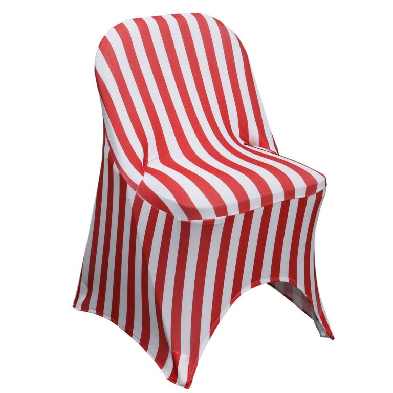 Stretch Spandex Folding Chair Covers Striped Red/White | Rental